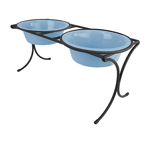 Platinum Pets 24141 Bistro Double Diner Feeder, Large,Sky Blue #TOP3