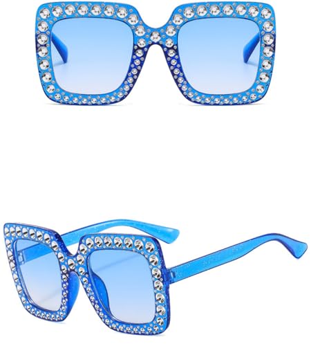 Oversized Crystal Rhinestone Sunglasses for Women Men Thick Frame Bling Glasses Sparkling Disco Glasses3