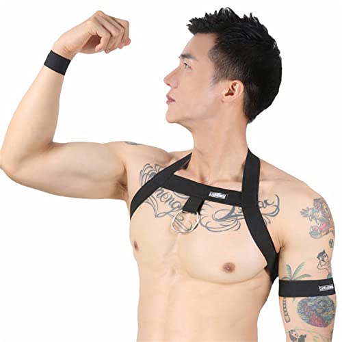 Image of Mens Harness Belt Nylon Elastic Body Shoulder Strap Sexy Halter Club Wear Cosplay Costume