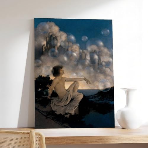 Affiche toile Air Castles Maxfield Parrish 50x75 cm suspendue