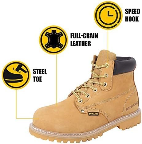 Work Boots for Men, Steel Toe Leather Safety Boots, Oil, Slip and Heat Resistant Heavy Duty Wide Industrial & Construction Boots, US 16W - Image 3