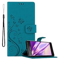 Cadorabo cover per Sony Xperia 5 V cover in FLORAL TURQUOISE cover protettiva in design floreale con chiusura magnetica, funzione stand e slot per carte Book Case Cover