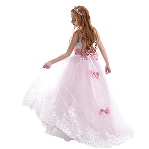 Vestido de princesa de tul con bordado floral artesanal para comunión 4