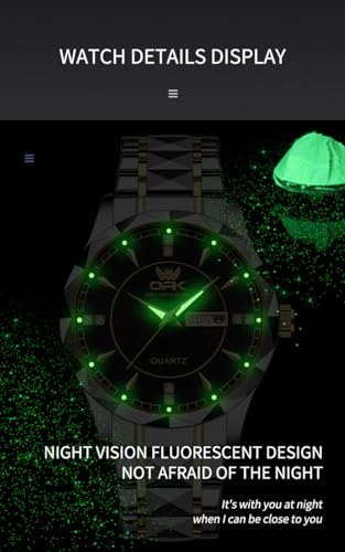 Image of OPK Watches for Men Diamond Roman Analog Mens Watches Waterproof Large Stainless Steel Men Wrist Watch Business Father Gift Watch Blue