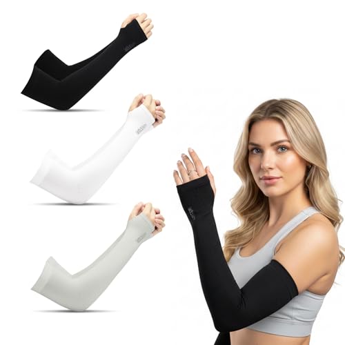 IBXWMNG 3 Paio Manicotti Pallavolo Anti Uv Protezione, Manicotto braccia Tennis, Maniche Per Braccia, Traspirante Elastico, Manicotto No Strain Padel, Manicotti Pallavolo Ragazza, Running Bici Uomo