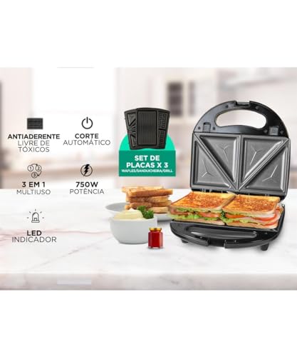 Sanduicheira Grill 3 em 1 Gadnic 220V