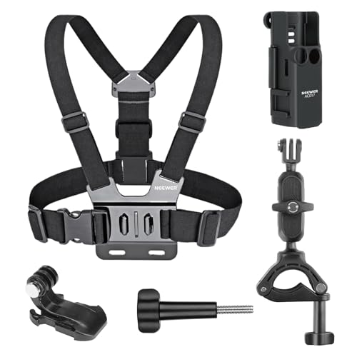NEEWER BASICS 5in1アクションカメラアクセサリーキット コンパチブル DJI Osmo Pocket 3 アルミ合金製 チェストマウントハーネス 自転車マウント 延長アダプター付き サイクリングアクションショットビデオ撮影用 GP-69