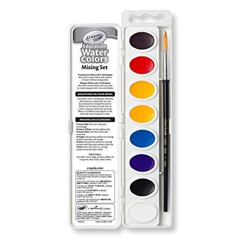 Crayola Watercolor Mixing Set with Taklon Paint Brush, 8 Paint Colors - image 2