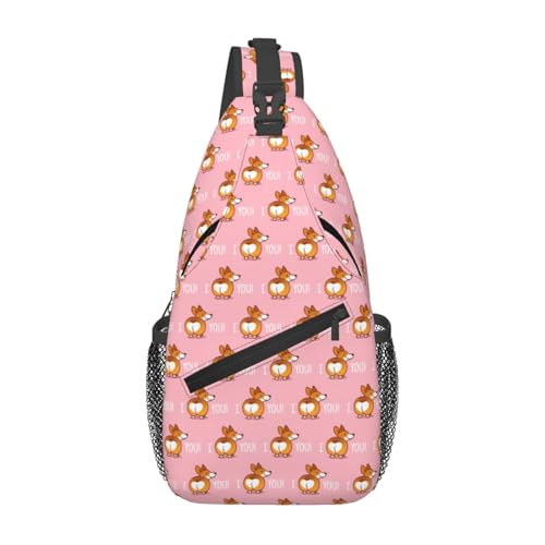 Sac à dos à bandoulière dessin animé corgi, idée cadeau originale pour adulte