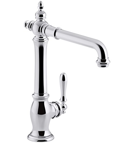 Kohler K-99266-Cp Artifacts Single-Hole Kitchen Sink Faucet With 13-1/2 In. Swing Spout And Victorian Spout Design, Polished Chrome, One Size #TOP11