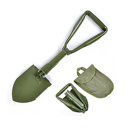 BE-TOOL Pala pieghevole multifunzionale con borsa per il trasporto, verde militare, pala da scavo strumento di emergenza per campeggio all'aperto, escursionismo, trekking