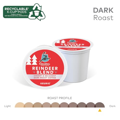 Image of Caribou Coffee Reindeer Blend, Single-Serve Keurig K-Cup Pods, Dark Roast Coffee Pods, 88 Count