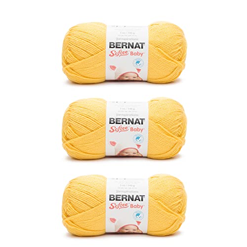 Image of Bernat Softee Baby Buttercup Yarn - 3 Pack of 141g /5oz - Acrylic - 3 DK (Light) - 362 Yards - Knitting /Crochet