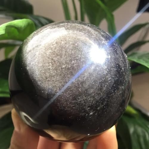 Beautiful Silver Sheen Obsidian Sphere Crystal Ball Ornaments (Size : 100-150g)