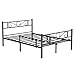 VASAGLE Lit Double, Cadre de lit en métal, pour Matelas de 140 x 190 cm, pour Adultes, Adolescents, Pas Besoin de sommier, Assemblage Simple, pour Petits espaces, Noir RMB063B01