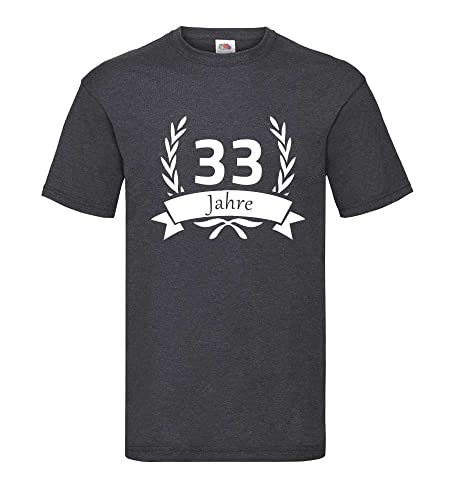 T-shirt 33 ans avec laurier pour homme : look casual gris foncé