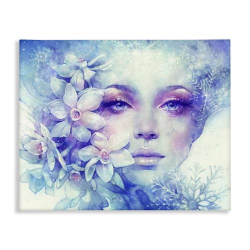 'Detailed Woman Purple Makeup Floral Bouquet'| Canvas Art