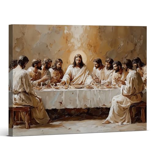 Christian The Last Supper Wall Art Decor - Jesus Holy Week Canvas Print Picture Religious Easter Wall Decorations for Home Farmhouse Prayer Room 8x10 Inch Framed