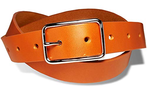 [栃木レザー] 細幅 ベルト ギャルソン バックル ノンステッチ 9ホール 69cm-89cm 本革 日本製 Sサイズ TGB-5010 (camel)