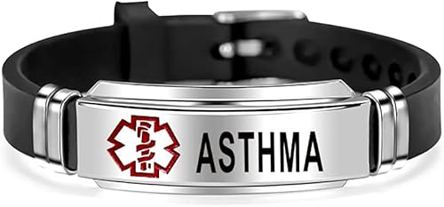 Miniatura 3 de Pulsera de identificación de alerta médica grabada con láser, pulsera de silicona ajustable para hombres y mujeres, primeros auxilios de emergencia