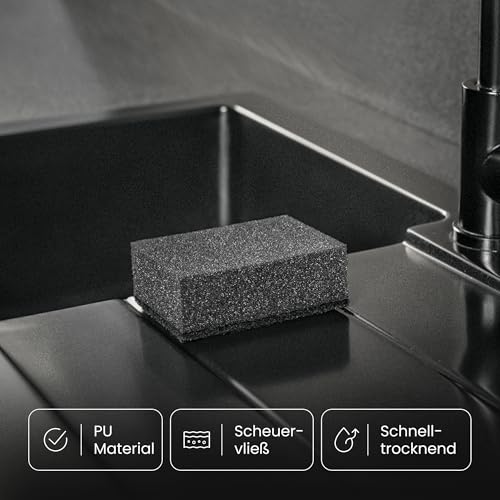 Black Sweden Home SVAMP Schwamm 12 Stück Küchenschwamm Schwarz - Spülschwamm Schwarz, Langlebig und Universell Einsetzbar - Geschirrschwamm, Putzschwamm mit Scheuervlies