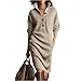 Winterkleider Damen Lang Strickkleid Damen Winter Kleider Elegant Pulloverkleid Langarm Strickkleider V Ausschnitt Pullover Kleid A Linie Maxikleid Pullikleid mit Taschen
