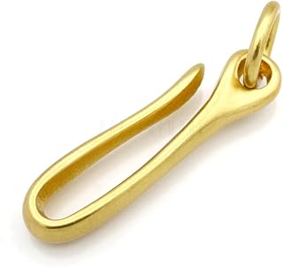 CRAFTMEMORE 1pc Fish Hook Key Chain Solid Brass Japanese Fish Hook Keyring Wallet Holder Belt Clip (2 1/4