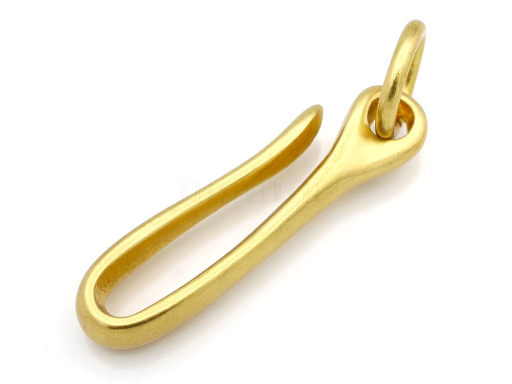 CRAFTMEMORE 1pc Fish Hook Key Chain Solid Brass Japanese Fish Hook Keyring Wallet Holder Belt Clip (2 1/4