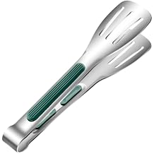 Kitchen Tongs, Stainless Steel Heat Resistant Kitchen Tongs for Cooking, Kitchen Tong for BBQ/Barbecue, Non-Slip Food Tongs for Cooking, Cooking Outdoor Kitchen Tool 7-inchsilicone handle, small