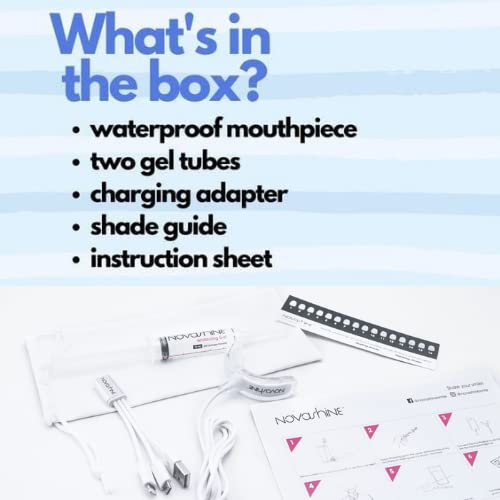 Novashine Professional Teeth Whitening Kit: Advanced Blue Led Light, Concentrated Peroxide Gel, Smartphone Adapter, Travel Bag #TOP2