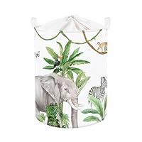 Clastyle Tropical Jungle Animals Baby Laundry Hamper Palm Tree Clothes Kids Storage Basket Collapsible Boys Girls Toy Box for Nursery Room, Giraffe, 36 * 45 cm