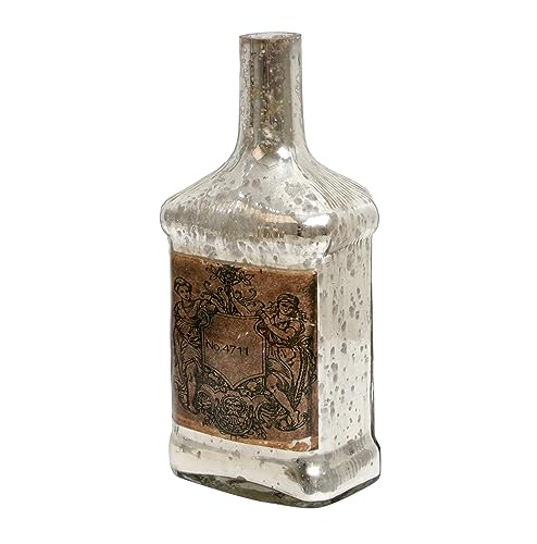 Image of Decor de Maison Handcrafted Antique Glass Legacy Decorative Bottle (Silver) | Vintage Table Decor Showpiece for Living Room, Office Desk, Centre Table & Dining Table | 9.5 Inch Height