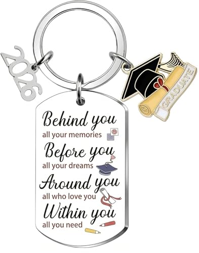 Hyloxs 2026 Graduation Keychain, Bulk Party Favors Souvenir for High School and College Students, Inspirational Gift for Him or Her (Silver-Believe you)