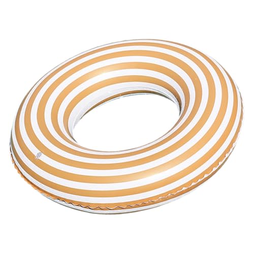 FOYTOKI Inflatable Swimming Ring for Adults Striped Pool Float Easy Inflate Deflate Lightweight Design for Summer Fun at Beach Parties and Gatherings