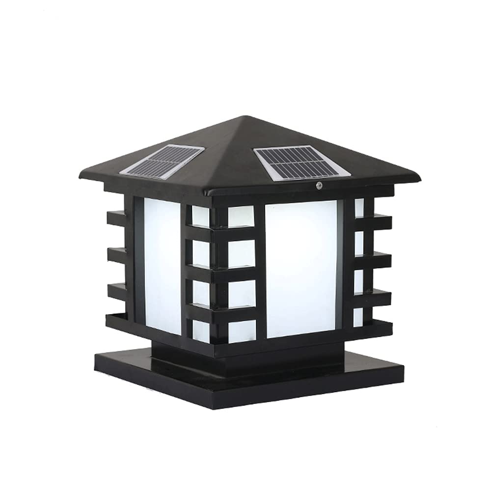 GTHTUHFD Black Square Solar Post Light Fixture Ip54 Outdoor Waterproof Led Pillar Light Exterior Lamp Post Lantern Fixture Porch Stigma Lamp Walled House For Fence Patio Path,9.8in*11in