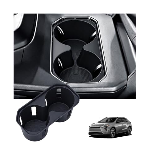 Image of Center Console Cup Holder Inserts for Toyota BZ 2026+, Interior Accessories TPE Car Cup Holders Covers Protector for 2026+ BZ, Black