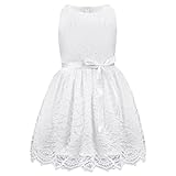 iEFiEL Girls Boutique Princess Lace Flower Dress Pageant Party White 4T