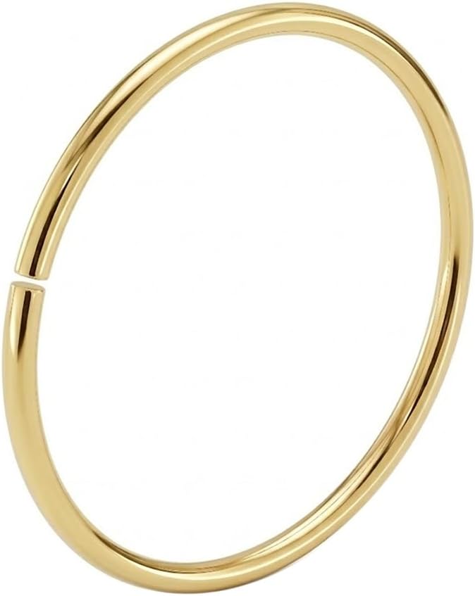 9 Karat Solid Gold 22 Gauge (0.6MM) - 1/4 Inch (6MM) Length Seamless Continuous Nose Hoop Ring