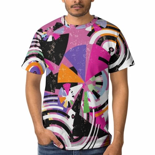 T-shirt homme col rond qui ne se déforme pas avec motif géométrie abstraite