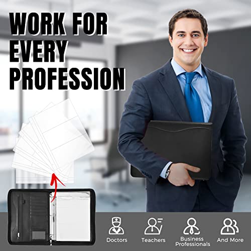 3-ring padfolio portfolio binder organizerpu leather folder binder business planner notebook zippered portfolio for womenmen with document sleevelettera4 size clipboard