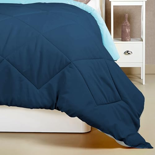 Image of HOMEKART 220 GSM Microfiber Reversible Comforter for Single Bed,Ultra Soft, Skin-Friendly & Hypoallergenic Solid Blanket|Lightweight Cozy & Machine Washable (Teal Blue and Grey)