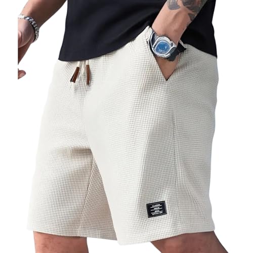 Image of FABRIPPLE Men's Slim Fit Knitted Short for Summer | Stretchable Fabric | Breathable & Lightweight | Casual Lounge Short with Elastic Waistband & Drawstring