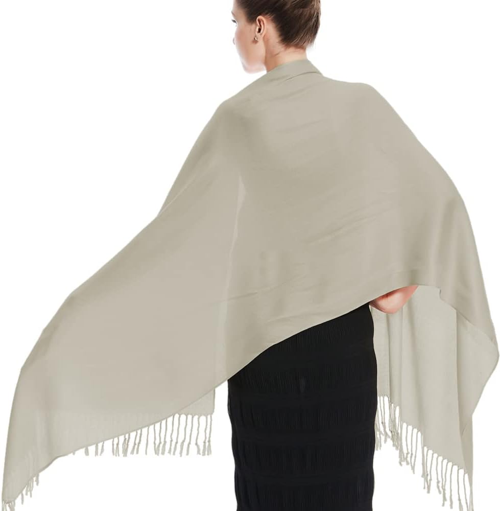 Glory Max Women Large Soft Silky Pashmina Shawl Wrap Scarf in Plain Solid Colors - Image 5