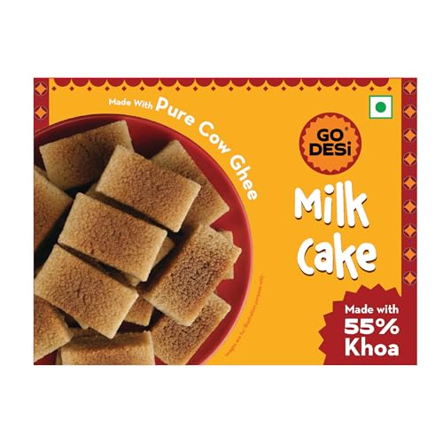 GO DESi - Cow Ghee Milk Cake with 55% Khoa | Doodh Peda | Made with Milk Solids | Indian Mithai | Sweets Gift Pack | 180 grams