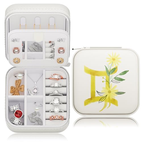 LATIT Small Travel Jewellery Box 12 Constellations Portable Mini Jewellery Organiser for Necklace Earrings Bracelets Rings PU Leather Travel Jewellery Case for Women Girls
