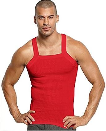 John Son Super Heavy Weight Square Cut Tank Top - 2 Pack (3XL, Red)