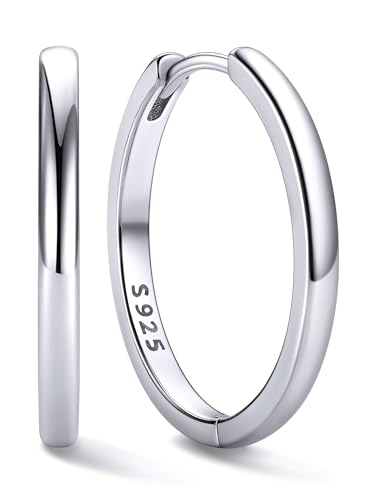 Image of ChicSilver 925 Sterling Silver Huggie Hoop Earrings Small Hoop Earrings for Women Hypoallergenic Silver Huggie Earring Cartilage Earrings for Women (6 /8 /10 /12 /14 /16 /18 /20MM)