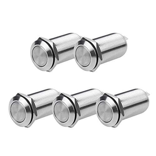 Larcele Mini Metal Push Button Switch Waterproof Latching DIY Switch JSANKG-01,5 Pieces (12mm)