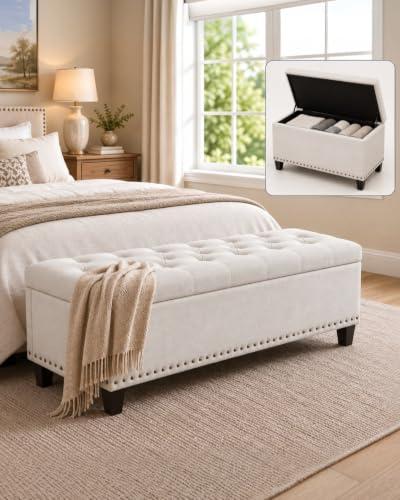 Tbfit 50.8' Ottoman with Storage, Button‑Tufted Bench with...