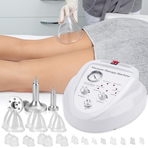Image of Vacuum Therapy Cupping Machine with 30 Cups and 3 Metal Gua Sha Handles for Salon SPA, Body, Back, Face Massage Care